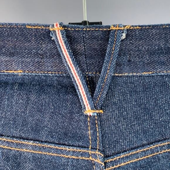 3 X 1 Size 36 Blue Indigo Cotton Selvedge Twill Contrast Stitch Button Fly Jeans - Picture 3 of 8